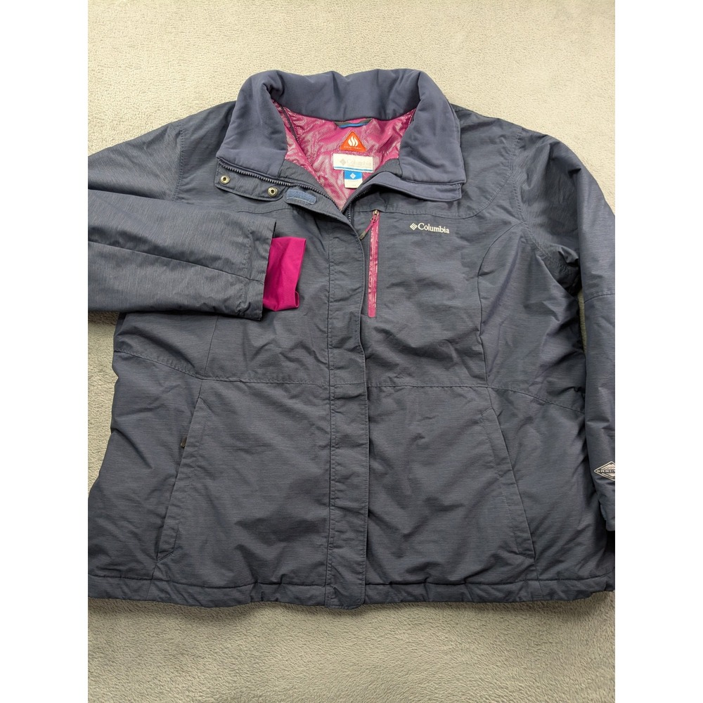 Columbia Omni-Heat Omni-Tech Winter Jacket Womens 3X Gray Pink Ski Coat - Picture 2 of 12